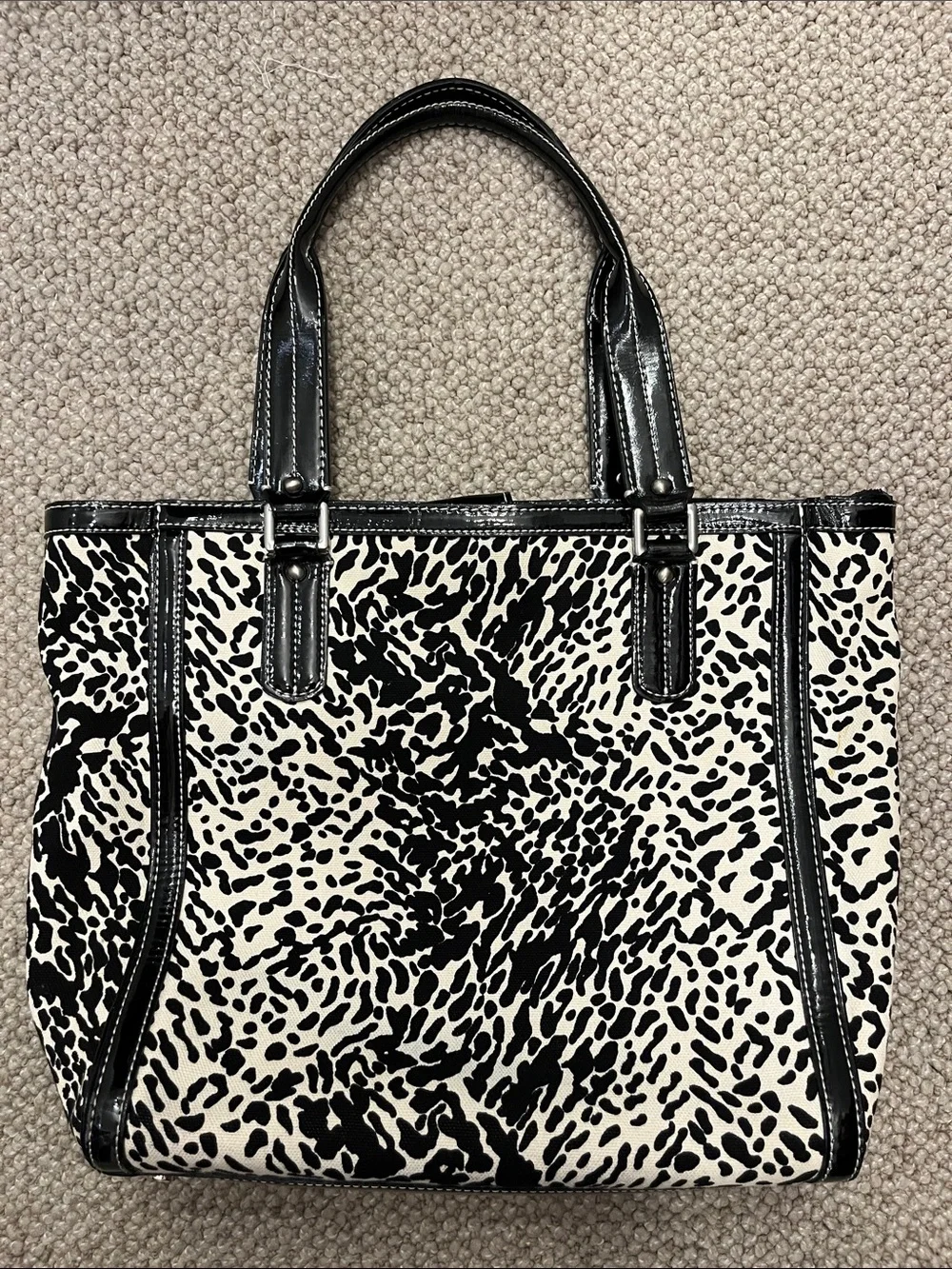 Talbots Black and White Animal-Print Tote